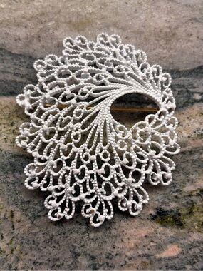 Vintage Monet White Enamel Brooch